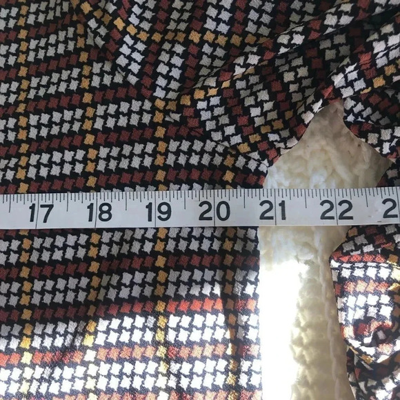 𝅺Adrianna Papell brown/yellow long sleeve blouse L - Picture 10 of 13